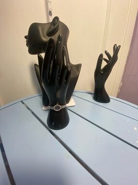 Vintage Jules Jurgensen Women’s Gold Tone Quartz Watch Blue Dial Diamond Bezel